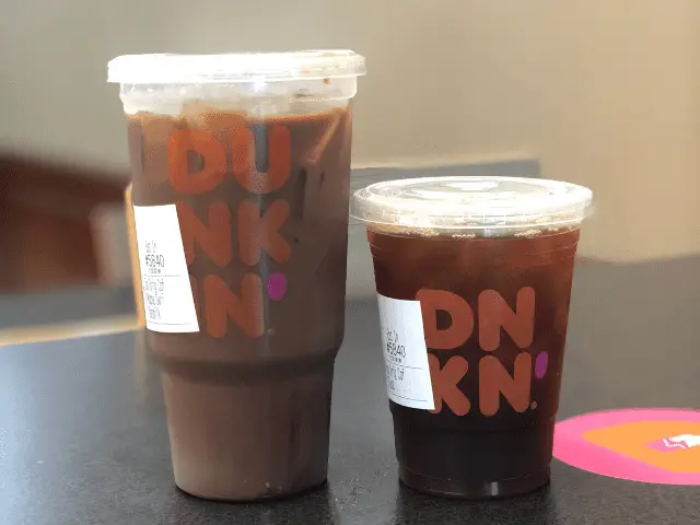 Two Dunkin Iced Coffees